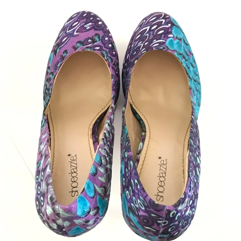 SHOE DAZZLE Platform Stiletto Pumps Purple Peacock Women’s Size 10